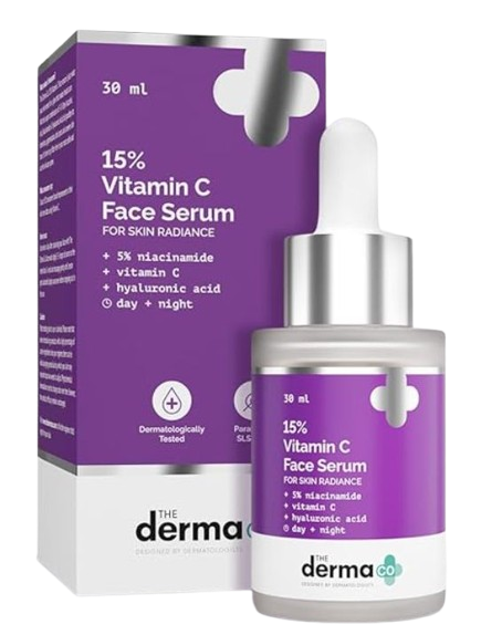 The Derma Co 15% Vitamin C Face Serum with 5% Niacinamide u0026amp; Hyaluronic Acid 